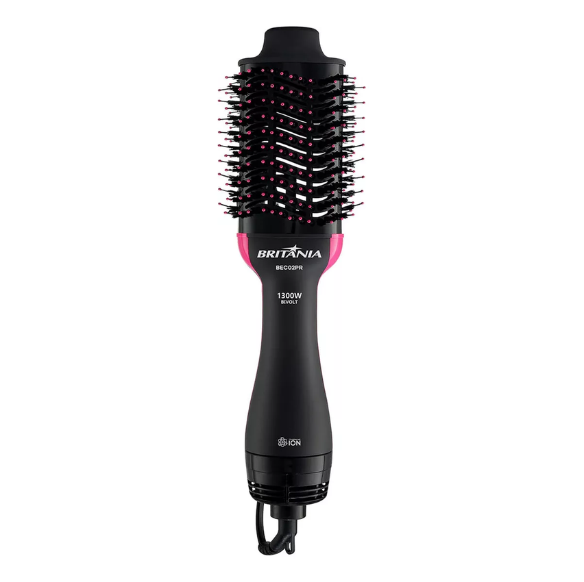 Escova Secadora Britânia Bec02pr Bivolt 4 Em 1 1300w Cor Preto e Rosa 110V 220V