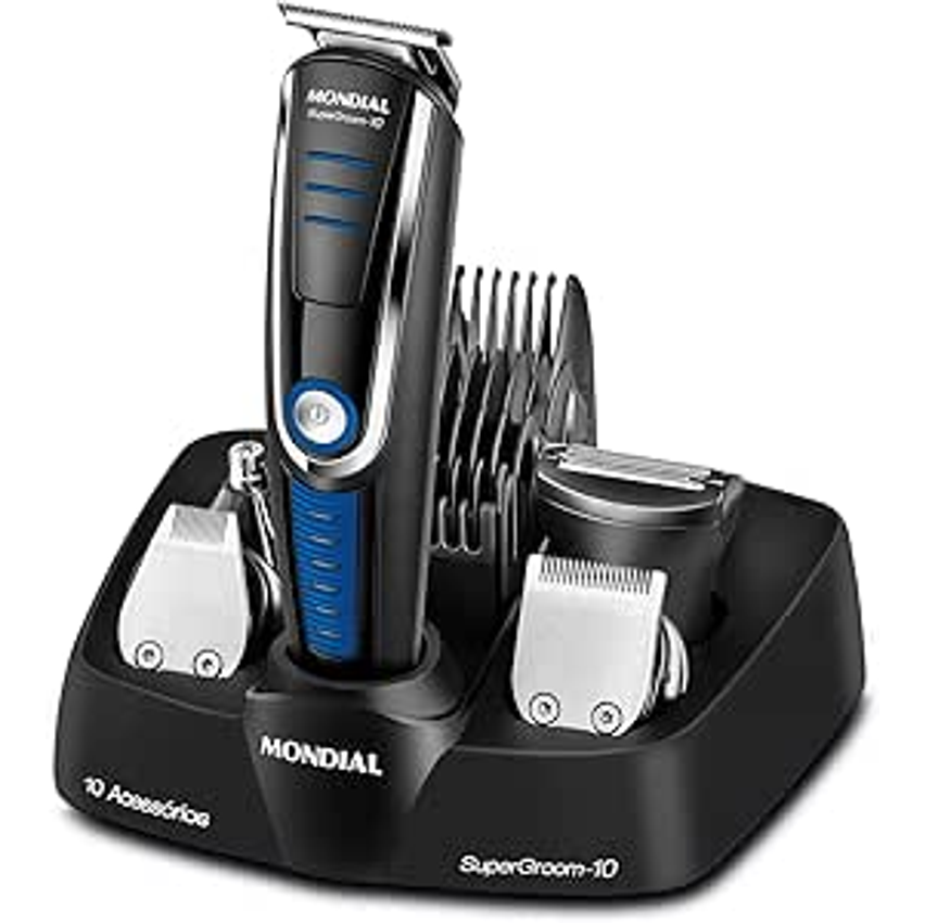Aparador de Pelos Super Groom 10, Mondial, Preto/Azul, 6W, Bivolt - BG-03