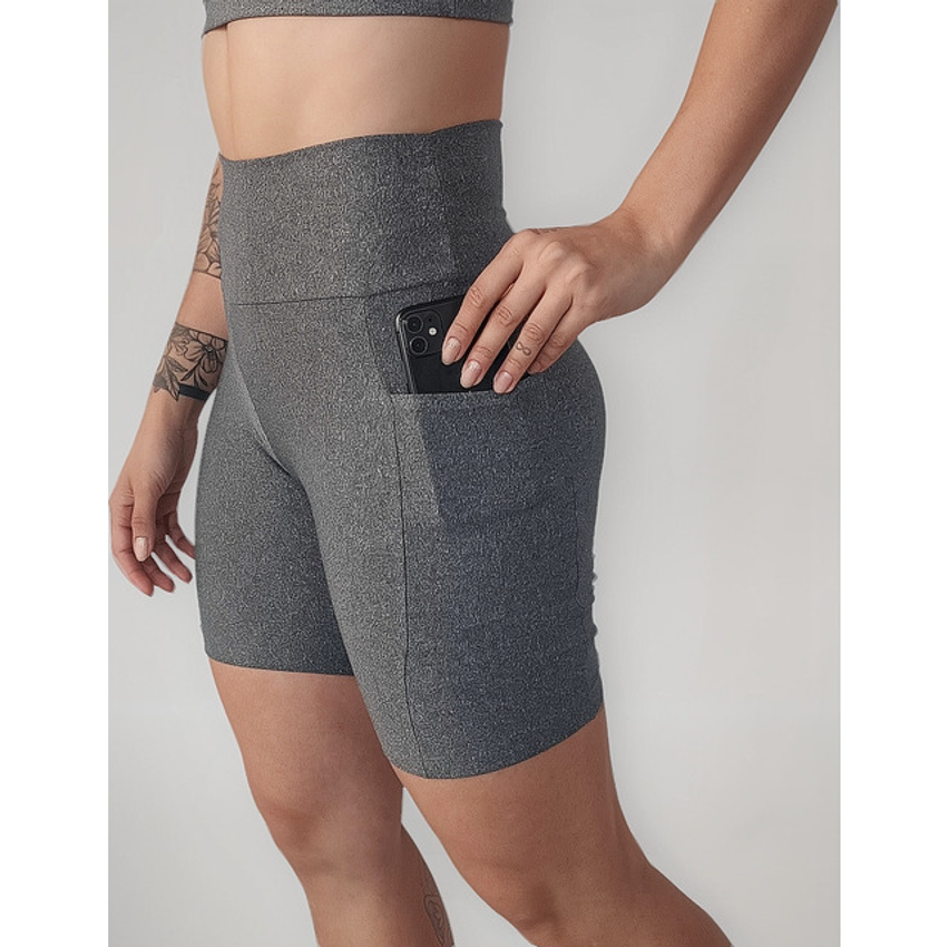 Bermuda Com Bolso Lateral Fitness Academia Corrida Cós Alto