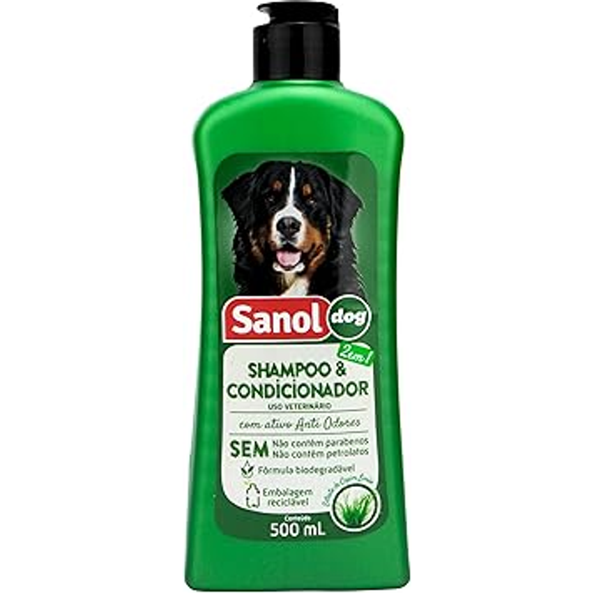 Sanol Dog Shampoo E Condicionador De Pêlos Para Cães 500 Ml Verde