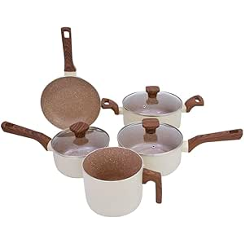 Mimo Style Jogo de 5 Panelas Alumínio Indução Pratic Cook Crema