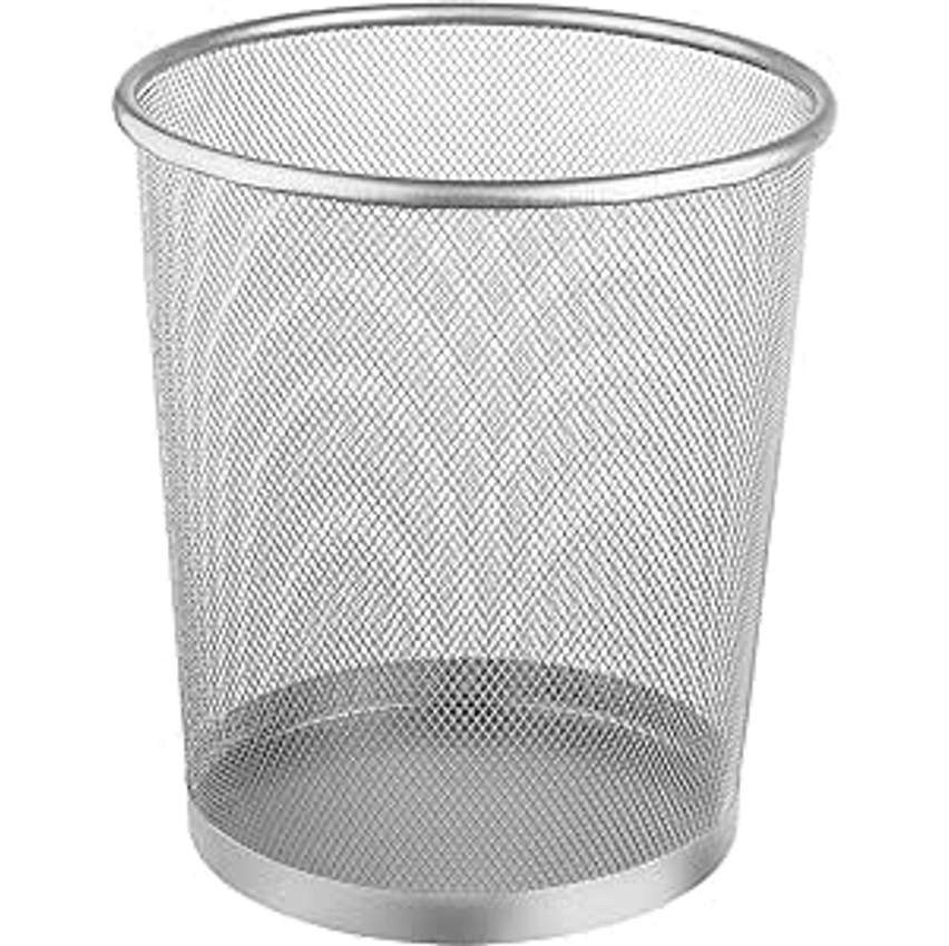 Ordene - Lixeira de Metal Redonda de 8,5 Litros, Cor Prata, Linha Office