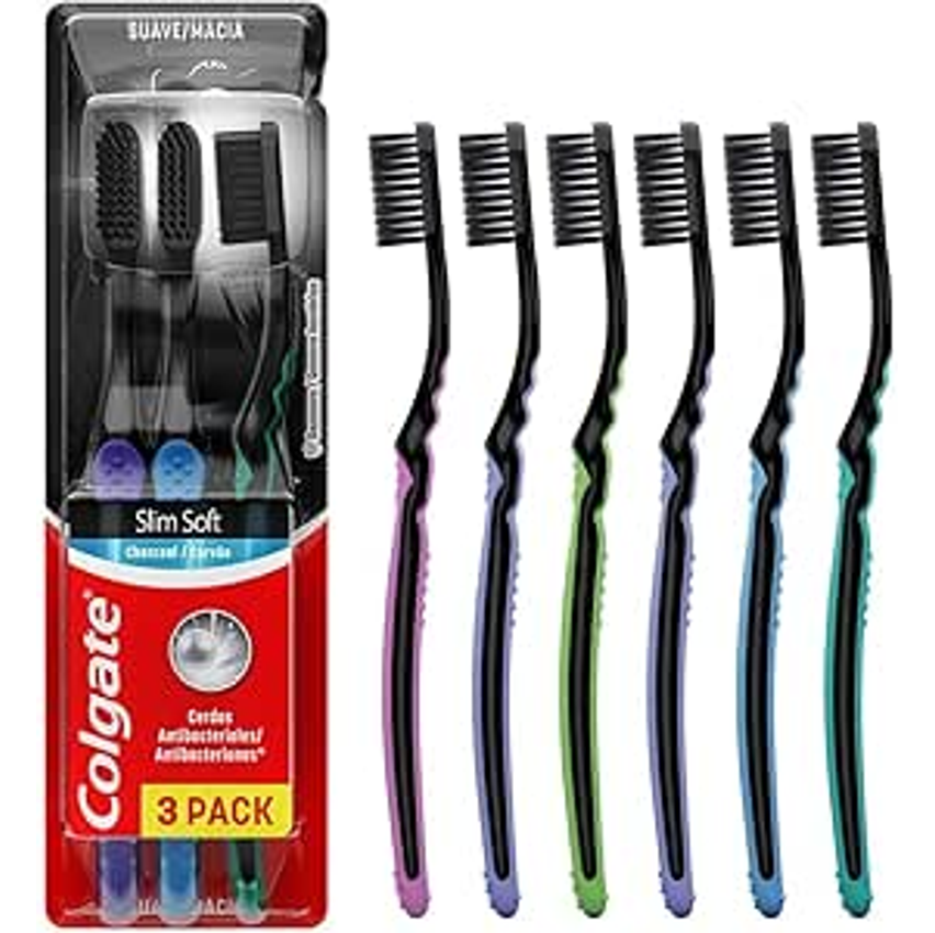 Escova de Dente Colgate Slim Soft Black Com Infusão de Carvão 6 unid