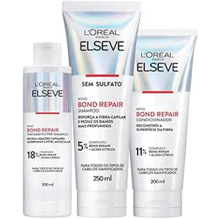 Kit L'Oréal Paris Elseve Bond Repair Shampoo + Condicionador + Pré Shampoo