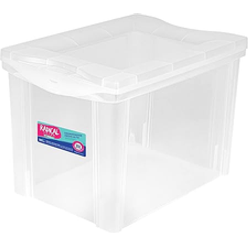 Caixa Organizadora Plástica de 30 Litros, Cor Cristal, Linha Radical Color, Ordene.