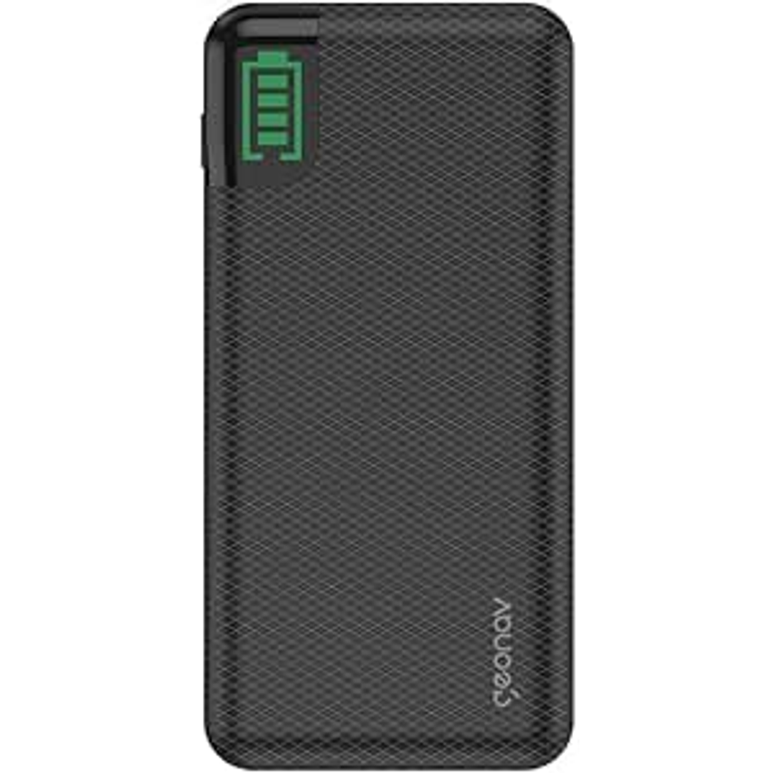 Geonav Power Bank, Carregador Portátil Universal 20.000mAh, 2 saídas USB QC 3.0 para carregamento rápido + 1 saída USB-C (PD) até 18W, até 7 recargas, PB20KBK, Preto