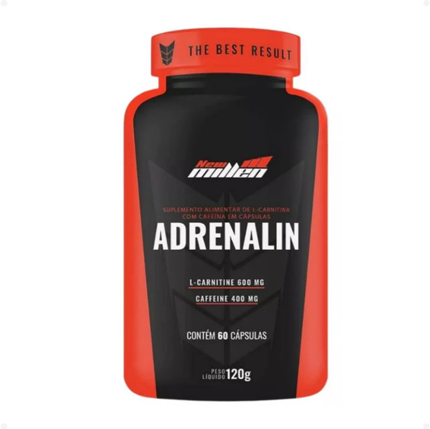 Adrenalin L-carnitina Cafeína 60caps New Millen Termogenico