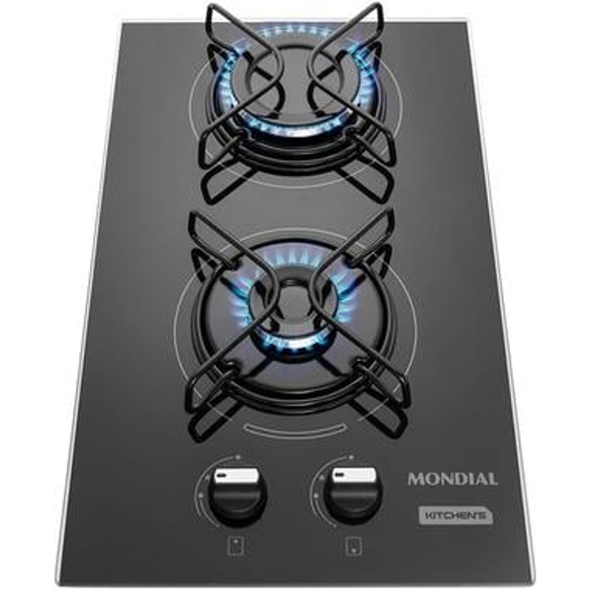 Cooktop a Gás, 2 Bocas, Mondial, Preto/Inox, Bivolt - CTG-04