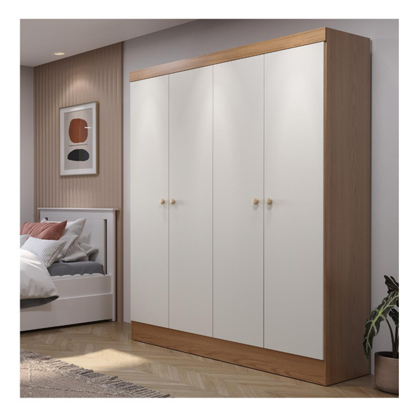 Guarda-roupa 4 Portas Jacob 135 Cm - Carvalho C/ Off White