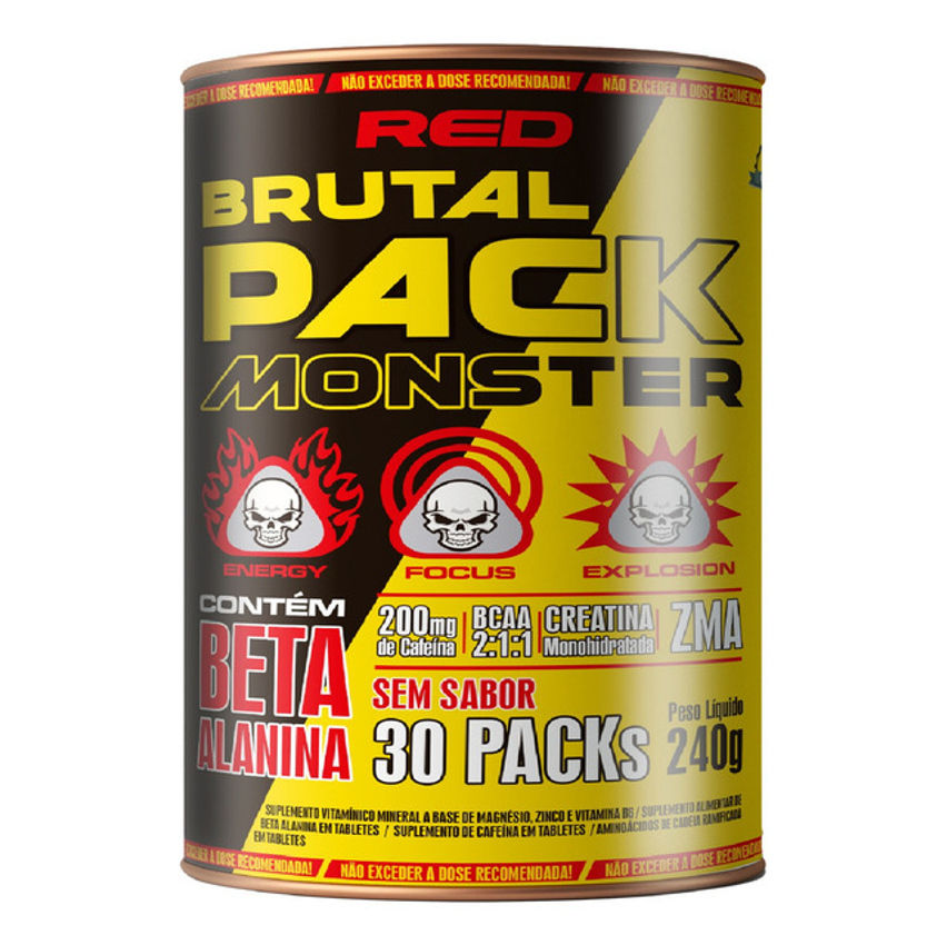 Brutal Pack Pré Treino 30 Tabletes Sem Sabor Red Series