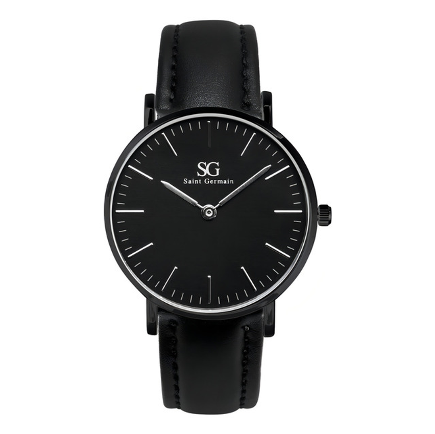 Relógio Masculino Couro Preto Saint Germain Murray Full Black 40mm Fundo Preto
