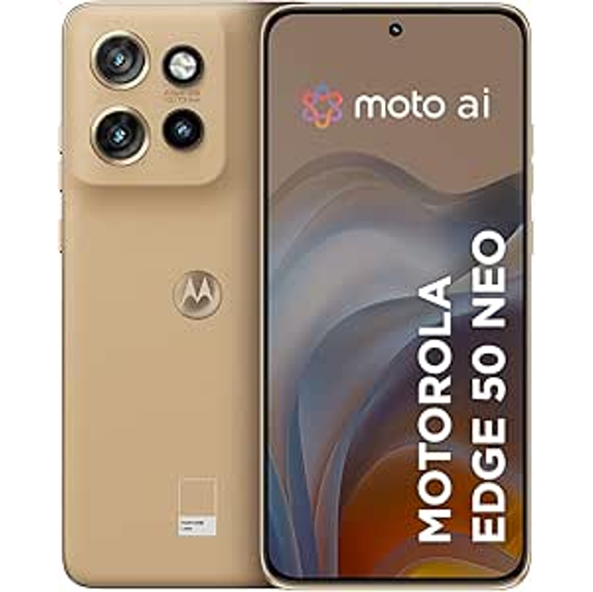 Smartphone Motorola Edge 50 Neo 5G - 256GB 16GB (8GB RAM+8GB Ram Boost) 50MP Sony Camera Moto AI Ultrarresistencia militar - Latte Vegan Leather