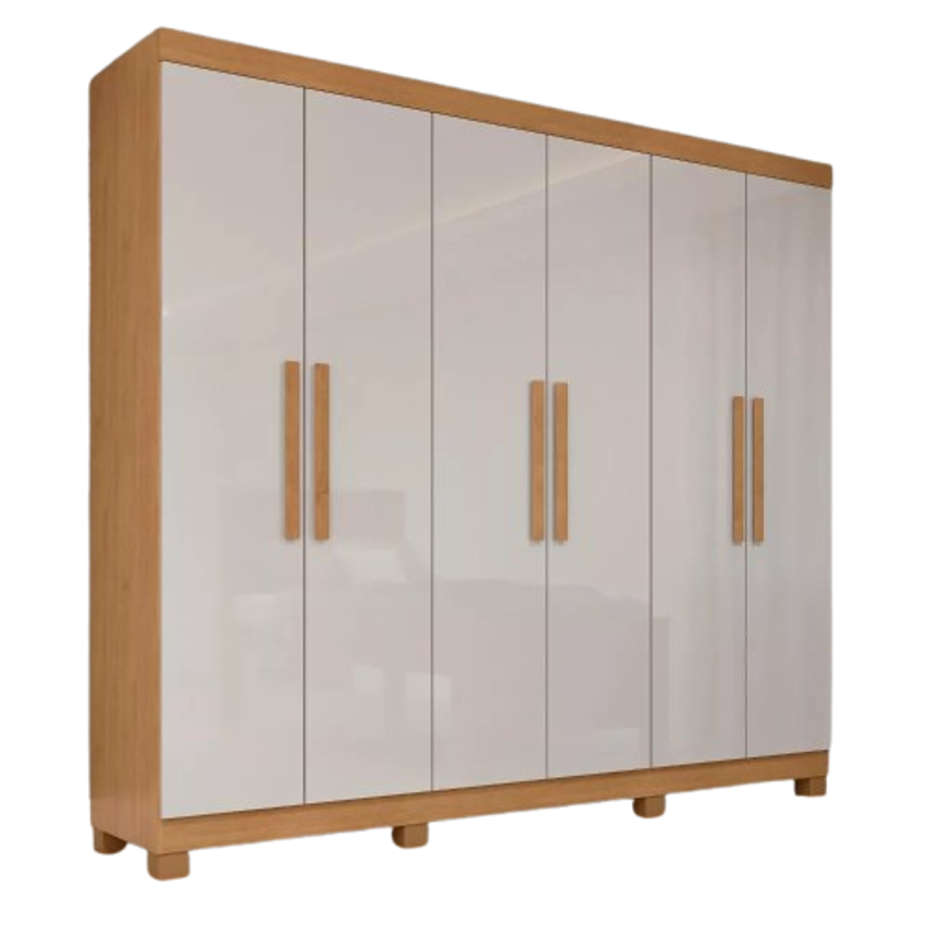 Guarda Roupa 06 Portas Easy Slim C/pes Amendoa Clean/off Wht