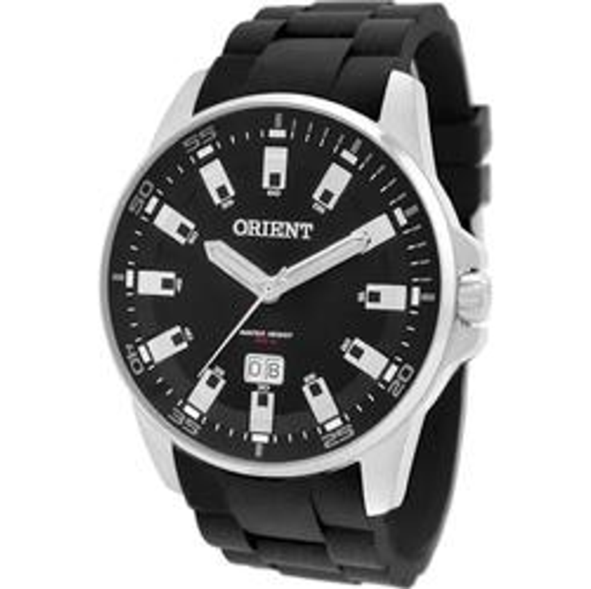 Relógio De Pulso Orient Mbsp1031-p1px Com Pulseira De Silicone Cor Preto - Bisel Prateado