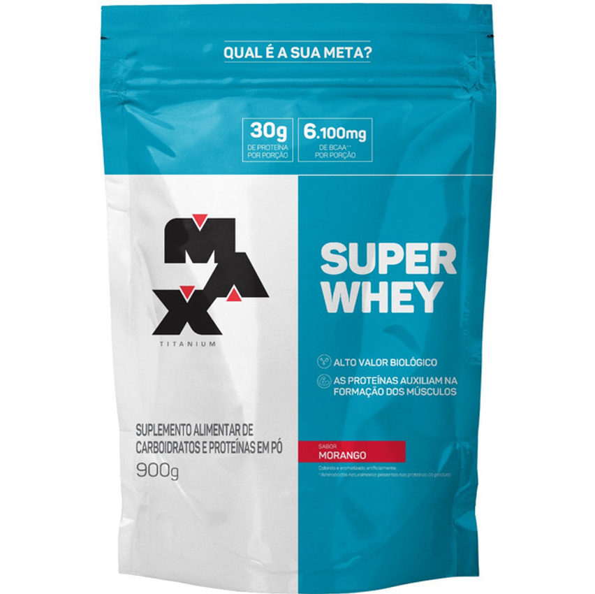 Super Whey Refil 900g Max Titanium Sabor Morango