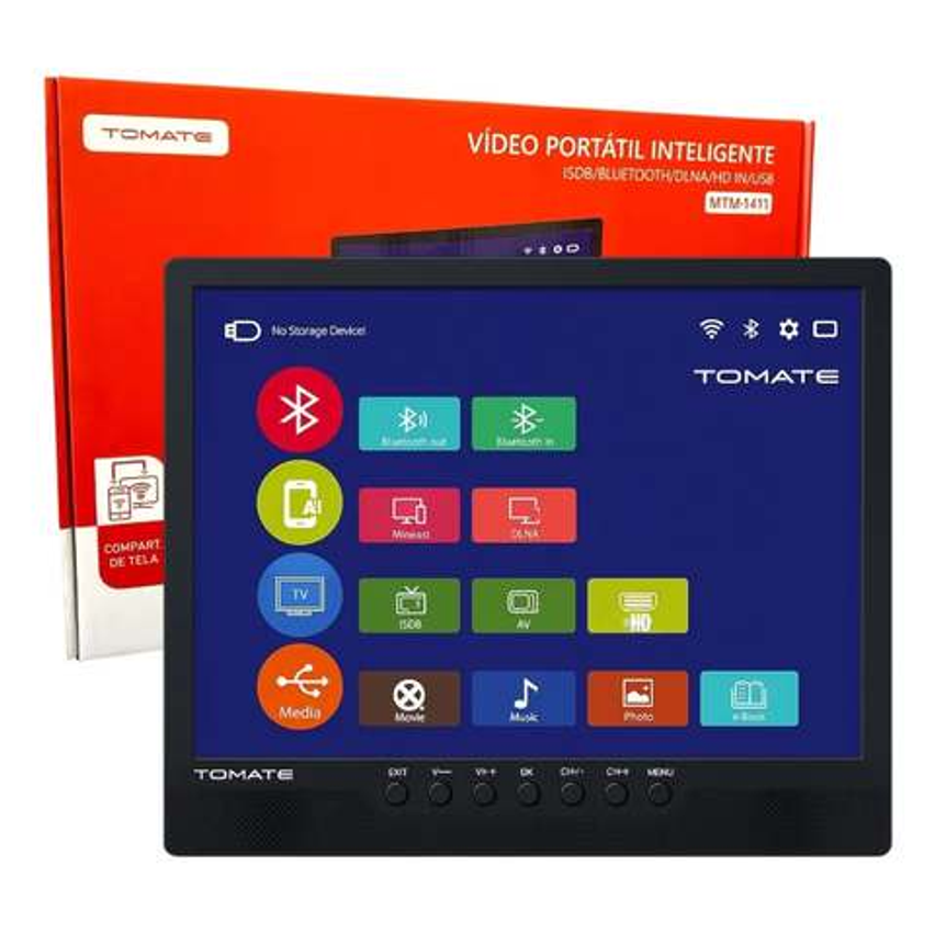 Tv Portátil Tomate 14  Hd Espelhamento Hdmi Usb 12v