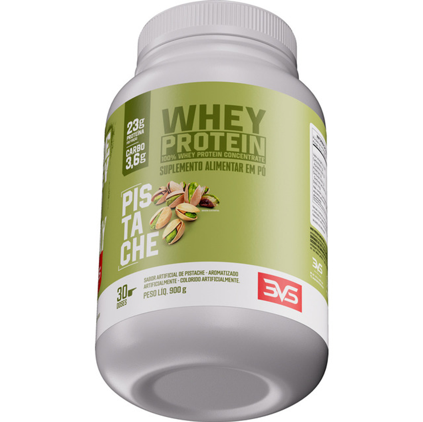 100% Whey Concentrado Com 23g De Proteína Por Dose - 900g. Sabor Pistache