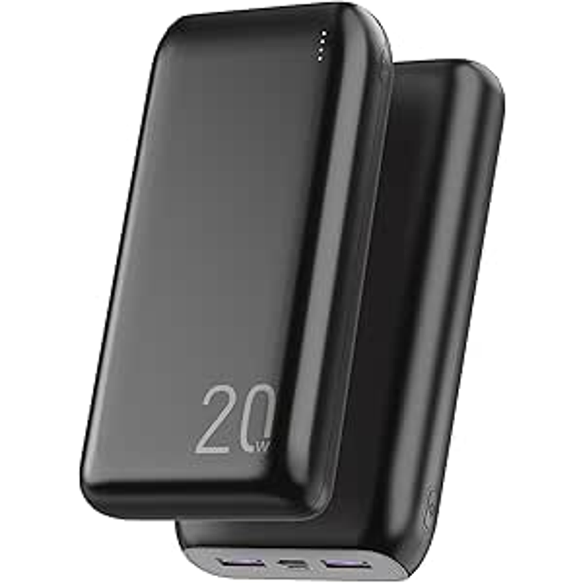 Power Bank 20000mAh Carregador Portátil, 2 USB-A (até 22.5W, PD) + 1 USB-C (até 20W, PD) + 1 Micro USB (até 18W), Carregamento Rápido, Proteção Inteligente, Compatível com Android e iOS – Preto