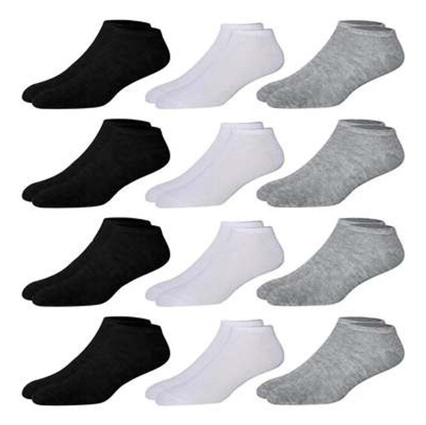 Kit 12 Pares Meia Soquete Cano Curto Preto 38 Ao 44 Premium