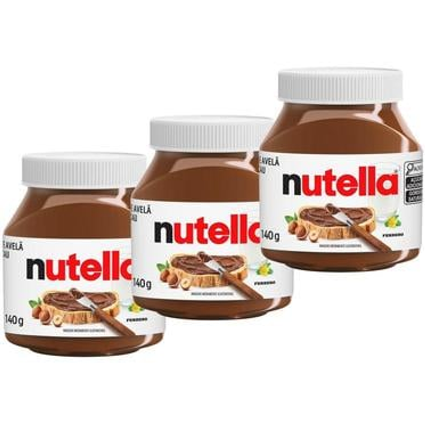 Kit Creme de Avelã com Cacau Nutella Ferrero - 140g 3 Unidades