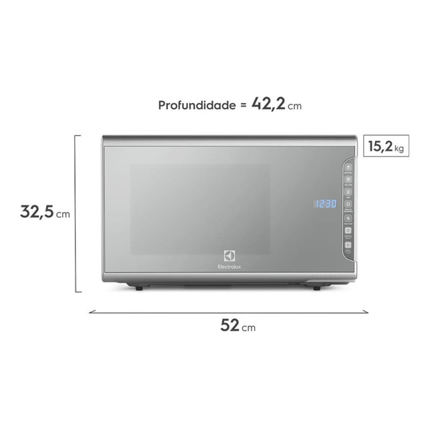 Micro-ondas Electrolux 31l Cor Inox Espelhado Com Painel Integrado E Função Tira Odor Mi41s