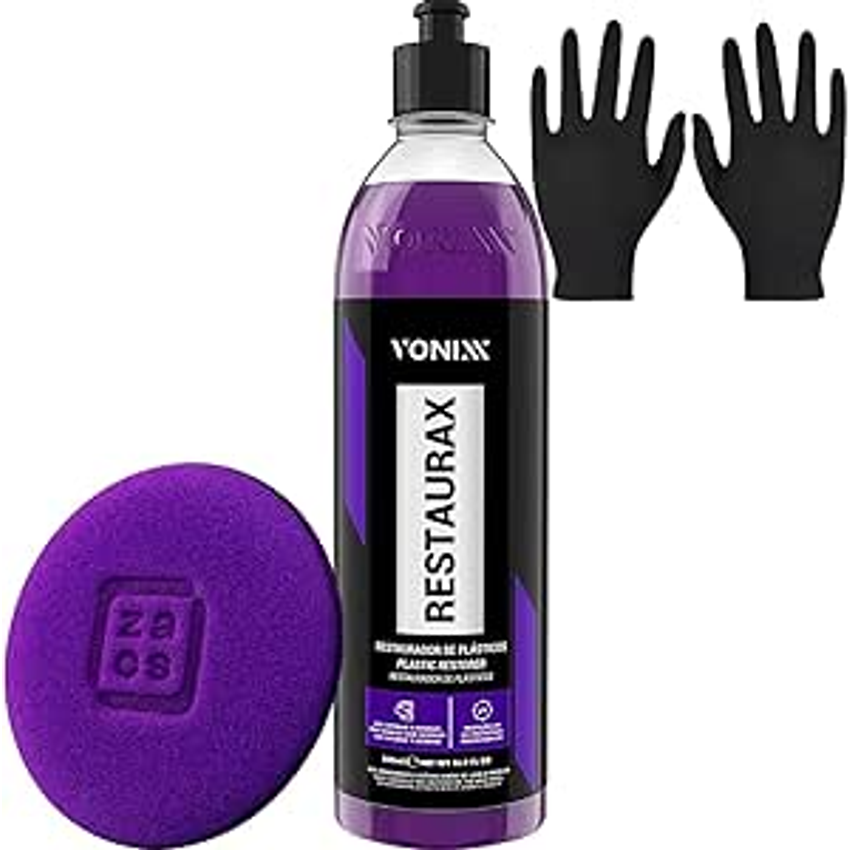 Restaurax Revitalizador Renovador de Painel Plasticos Borrachas Aplicador Luva Vonixx
