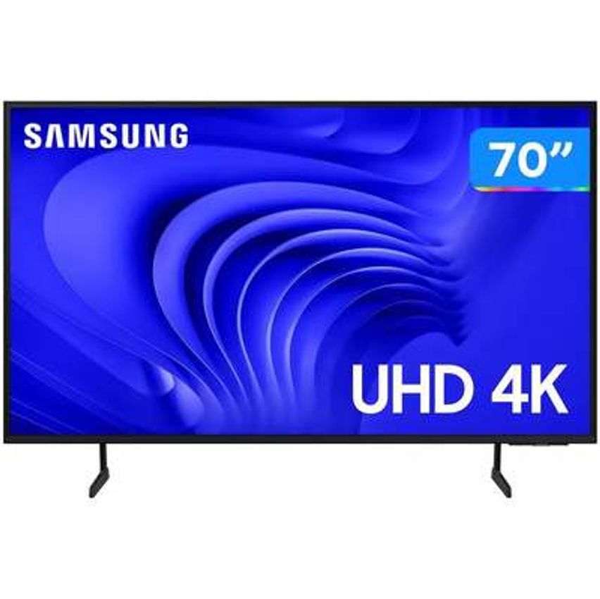 Samsung Smart TV 70" UHD 4K 70DU7700 2024, Processador Crystal 4K, Gaming Hub, AI Energy Mode, Controle SolarCell, Alexa built in