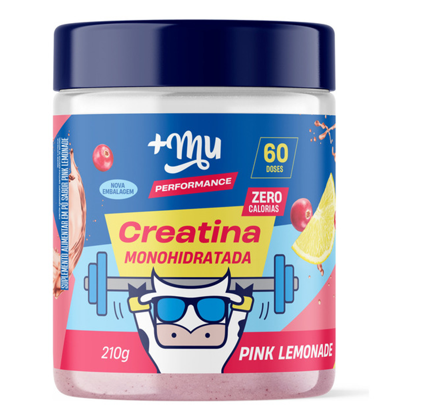 Creatina Monohidratada 100% Pura Sabor Pink Lemonade 210g +mu