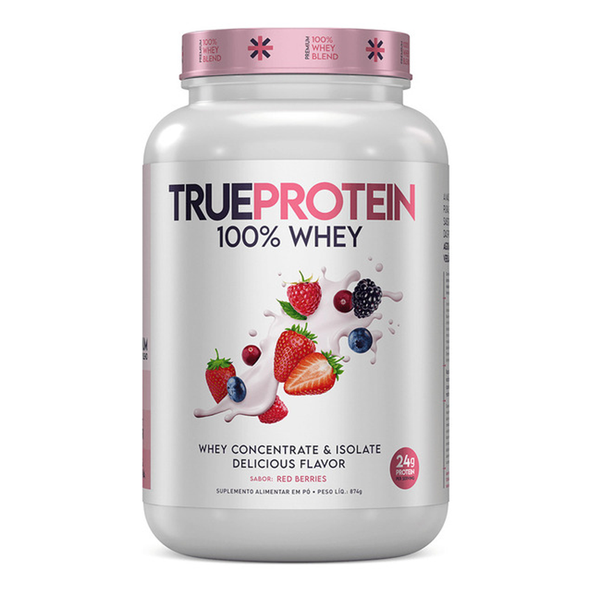 True Protein 100% Whey Concentrado Isolado 874g True Source Sabor Red Berries