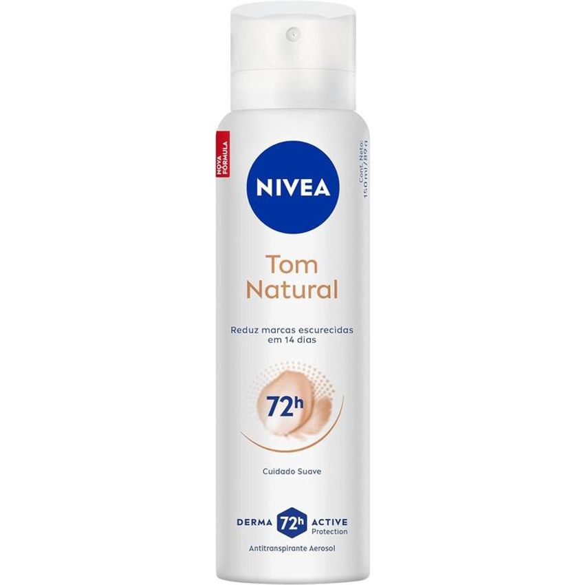 NIVEA Desodorante Antitranspirante Aerossol Tom Natural 150ml - Reduz marcas escuras e oferece proteção prolongada por 72 horas