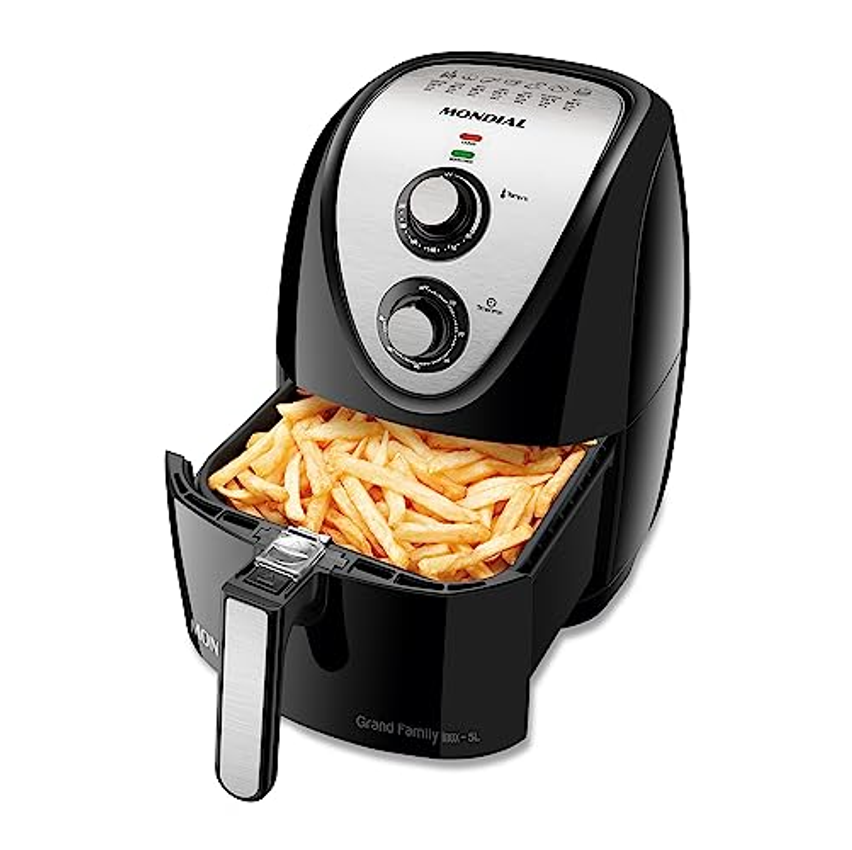 Fritadeira Sem Óleo Mondial, Grand Family Inox - 5L, 110V, Preto, 1900W - AFN-50-BI