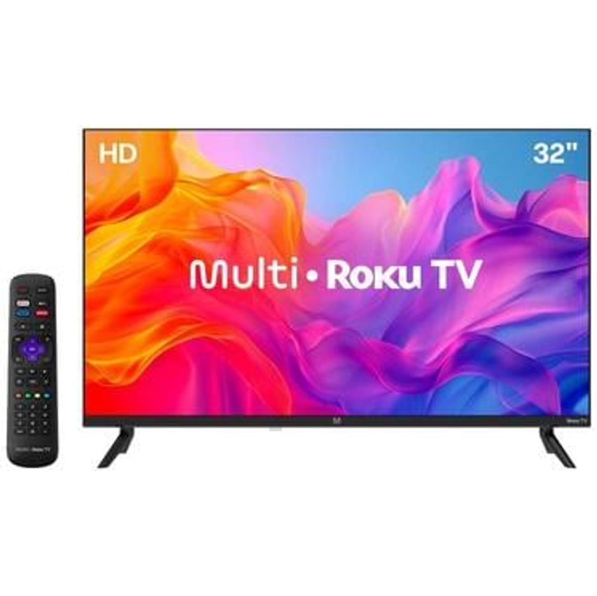 Smart TV 32" HD DLED Multi TL052M Roku TV Quad-core Alexa Google Assistente e Siri TL052M