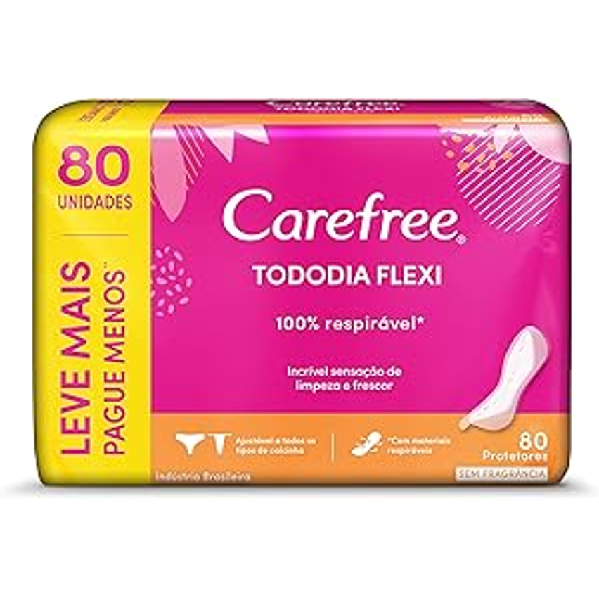 Carefree Protetor Diário Todo Dia Flexi Sem Fragrância, 80un