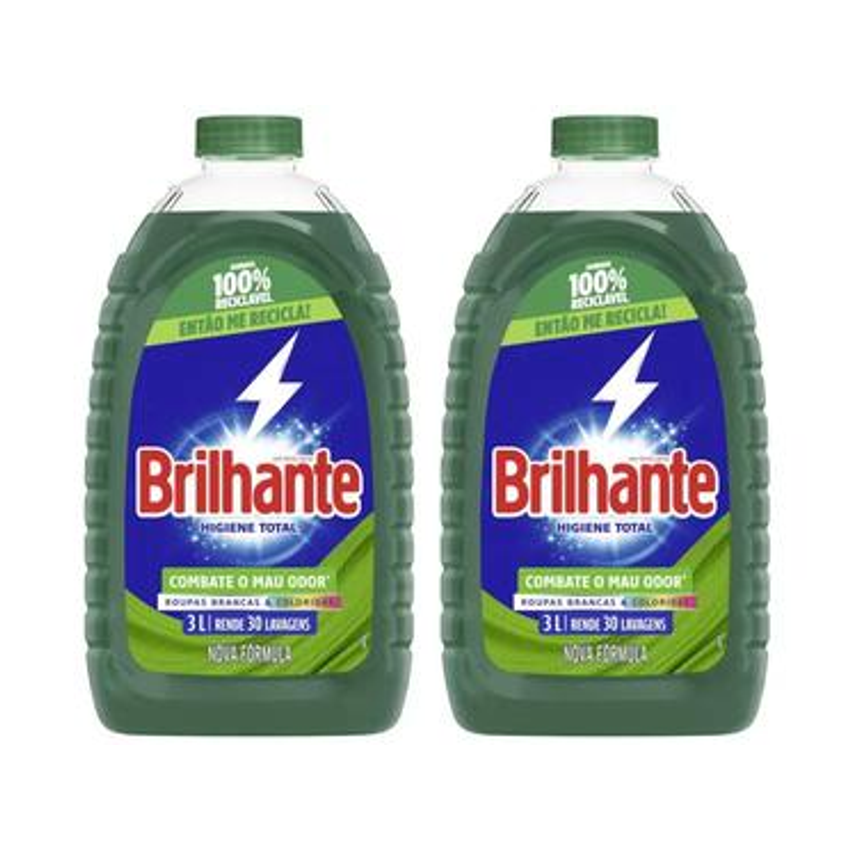 Kit Sabão Líquido Brilhante Higiene Total 3L Cada - 2 Unidades