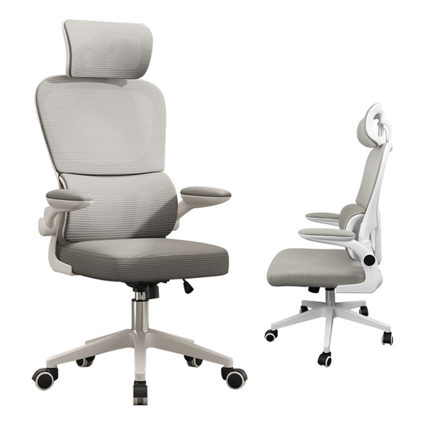 Cadeira De Escritório Python Fly Xhocb07 Ergonômica Branca E Cinza Com Estofado De Malha