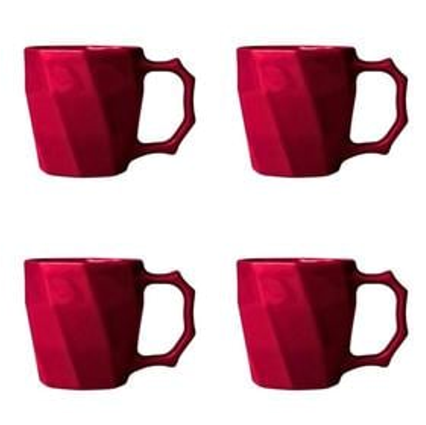 Jogo de Canecas Cerâmicas 4 peças Louça Café da Manha Cores Variadas - Ecass
