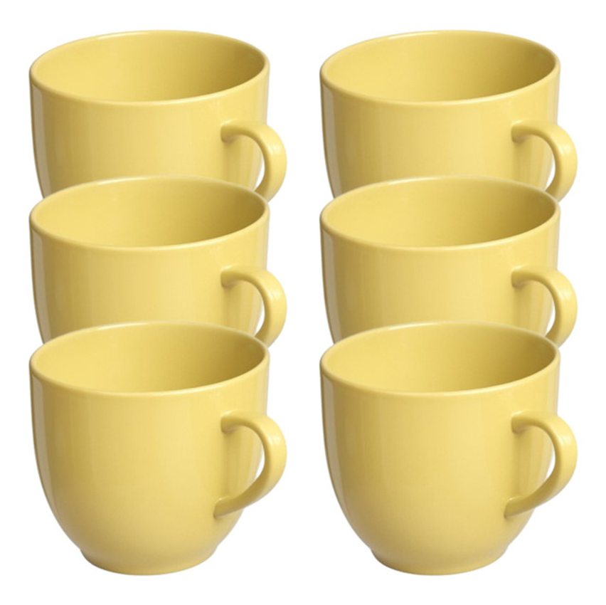 Jogo 6 Xicara Café Chá Porcelana 170ml Cor Amarelo