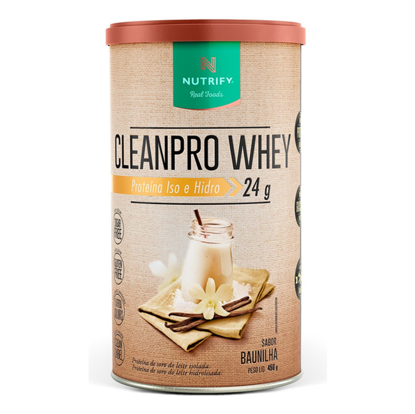 Nutrify Cleanpro Whey Nutrify 450g - Proteína Pura Para Força E Recuperação - Sabor Baunilha