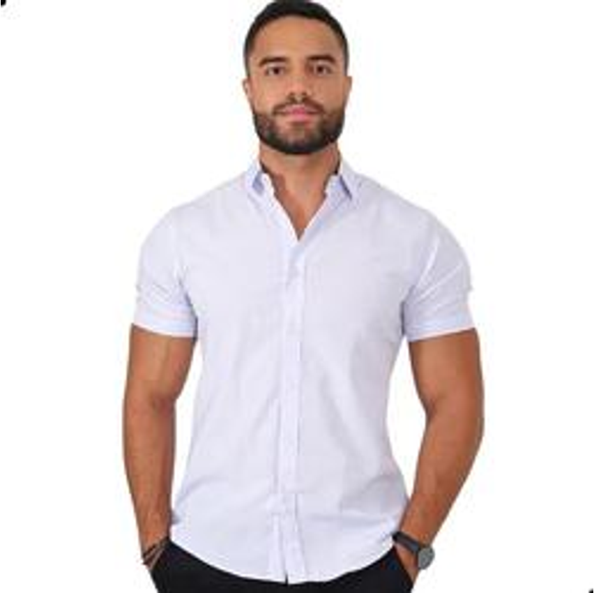 Camisa Social Masculina Manga Curta Slim Fit Vida Loca Modas