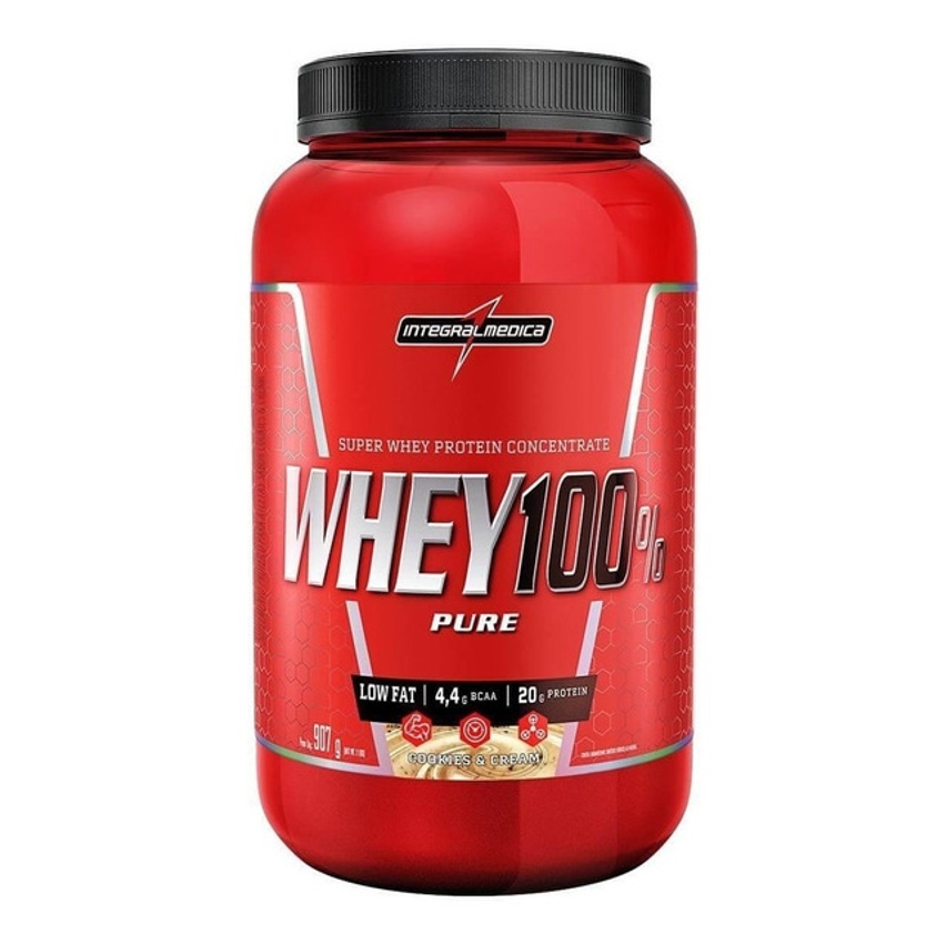 Whey 100% Pure Pote 900g Cookies Integralmédica Cookies & Cream