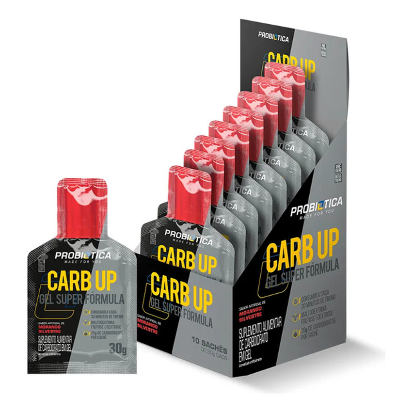 Carb Up Gel Super Fórmula 10 Saches De 30g Cada - Probiótica Sabor:morango Silvestre