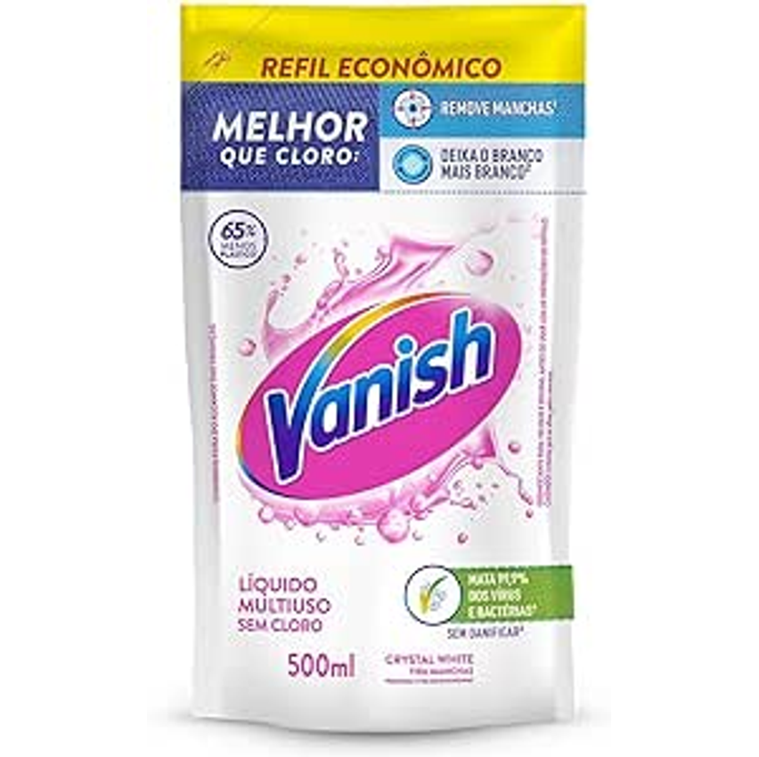 Tira Manchas Vanish Líquido Crystal White para roupas brancas Refil Econômico 500ml