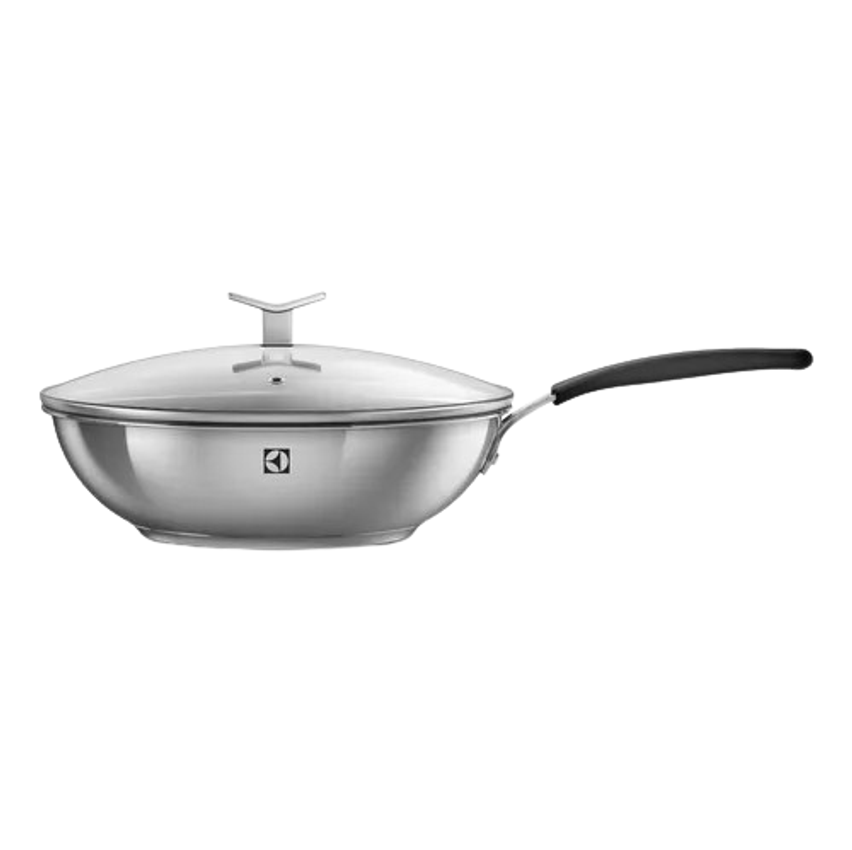 Panela Wok Antiaderente Com Tampa (28cm) Electrolux - Cor Prateado
