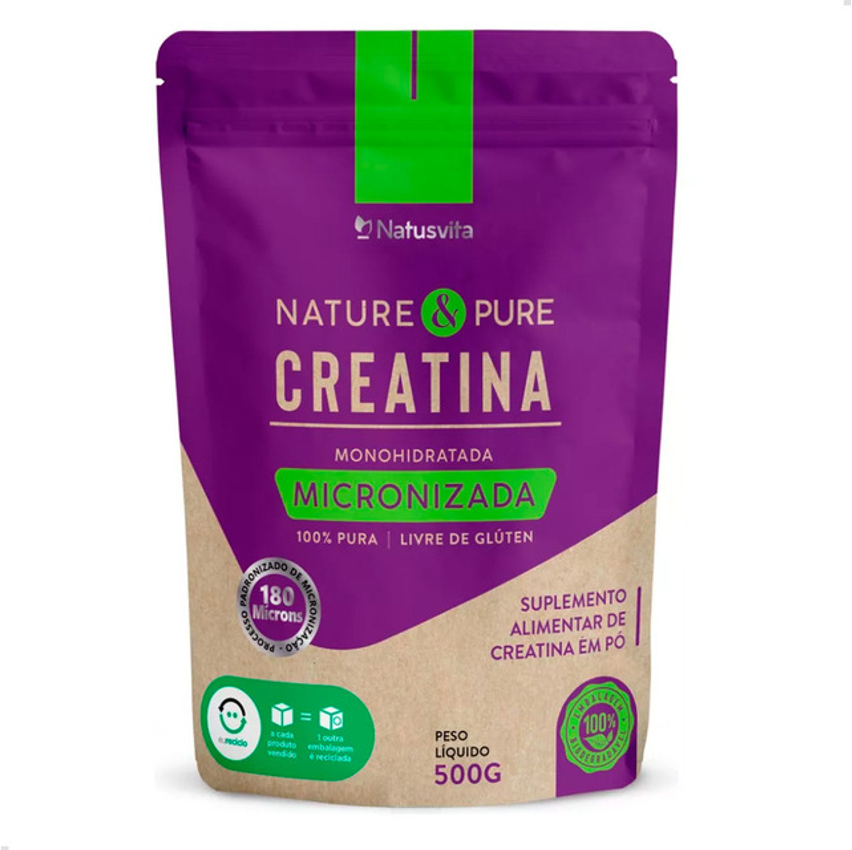 Creatina 500g Pura Monohidratada Micronizada À 180 Mícrons