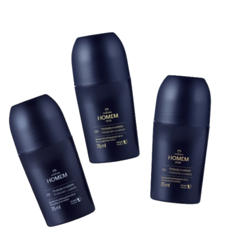 Kit Desodorantes Antitranspirantes Roll-On Natura Homem (3 produtos)
