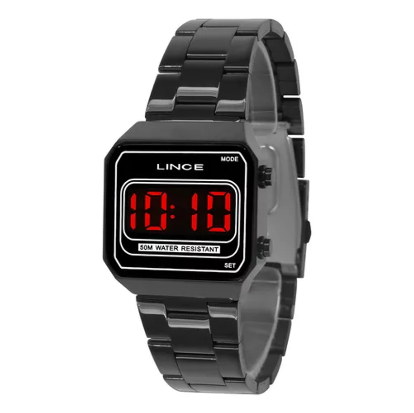 Relógio Digital Feminino Lince Vintage Preto Kit