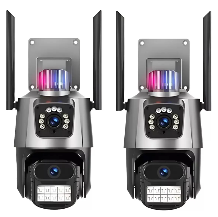 Kit 2 Câmera Segurança Ip Wifi P11-qq6 Lente Dupla 6mp App Icsee Cor Preto