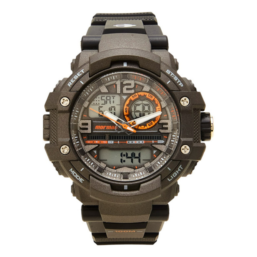 Relógio Masculino Action Mo0949/8l 10 Atm Preto Mormaii Fundo Lcd Positivo
