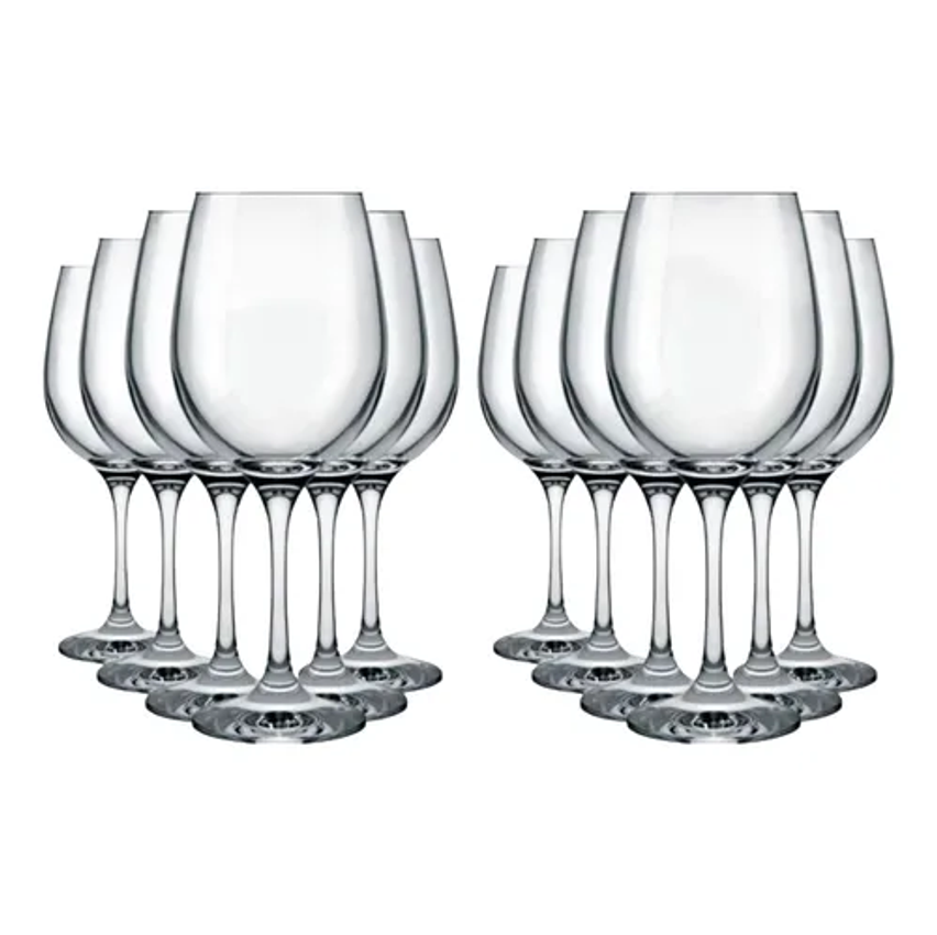 Jogo De 12 Taças Para Vinho Agua Vidro 465ml