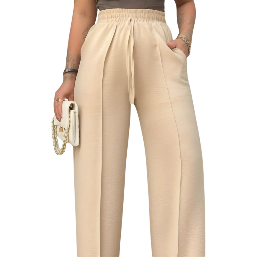 Calça Pantalona Duna Wide Leg Feminina Com Elástico E Bolso